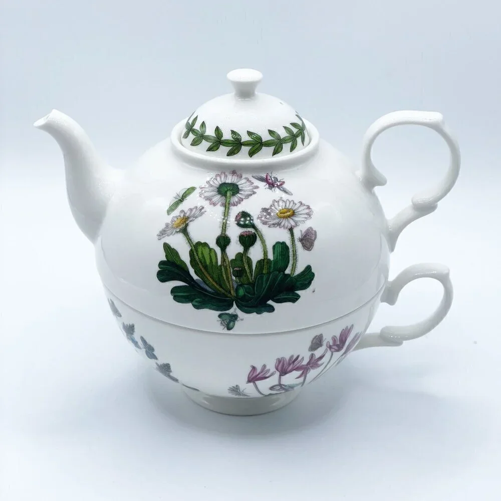 Portmeirion Botanic Garden Individual Teapot Cup Tea for One Set Porcelain 12oz